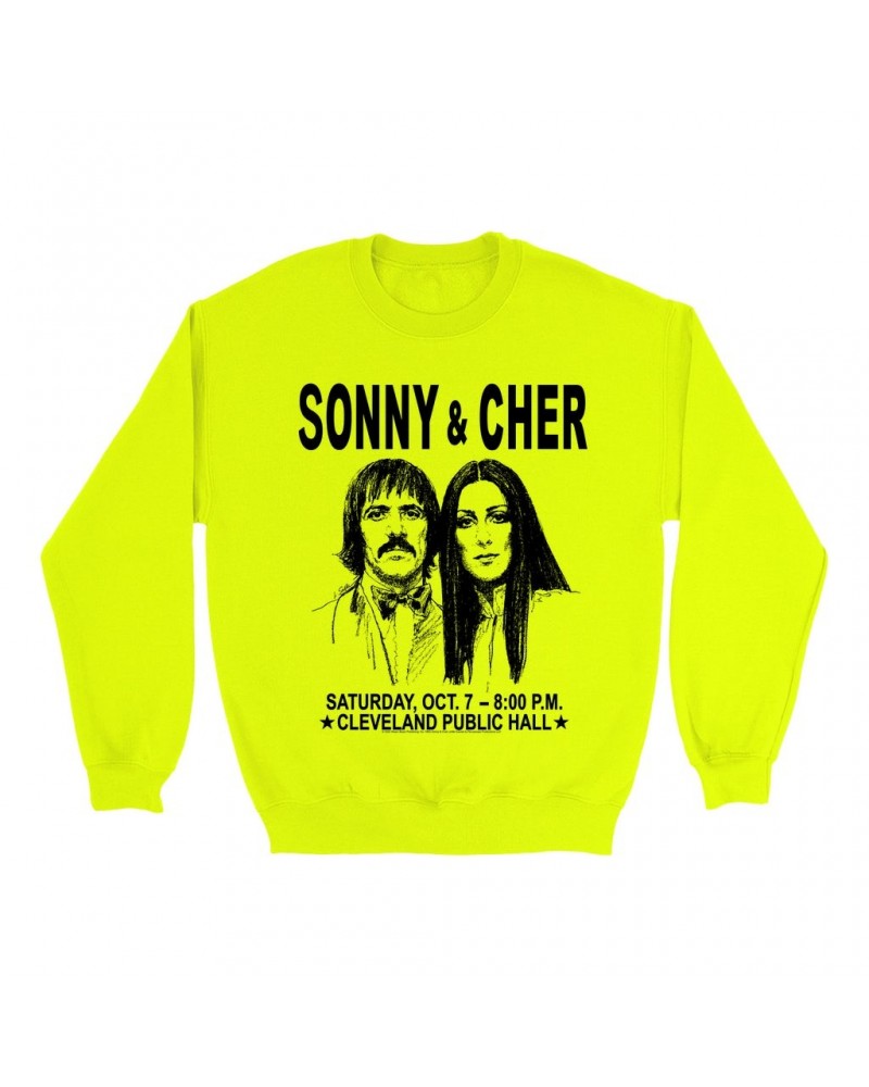 Sonny & Cher Bright Colored Sweatshirt | Cleaveland Hall Concert Poster Sweatshirt $10.79 Sweatshirts