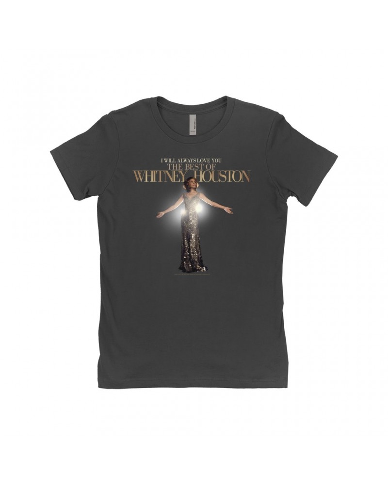 Whitney Houston Ladies' Boyfriend T-Shirt | I Will Always Love You Single Album Cover Shirt $16.12 Shirts