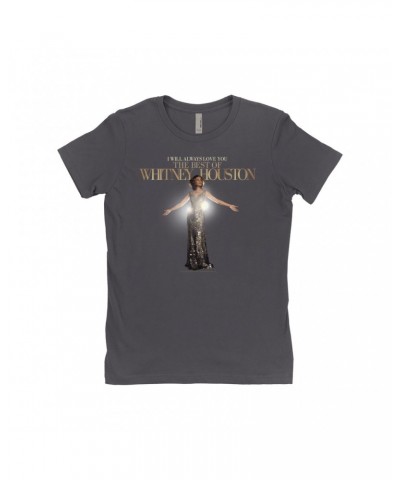 Whitney Houston Ladies' Boyfriend T-Shirt | I Will Always Love You Single Album Cover Shirt $16.12 Shirts