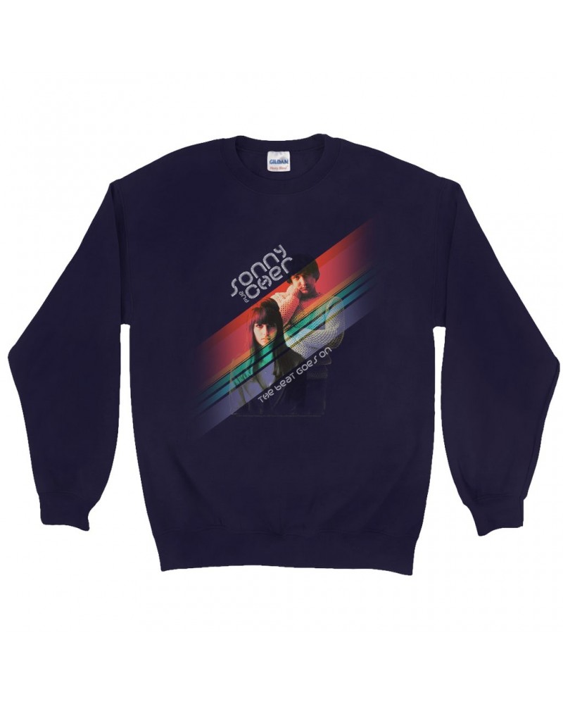 Sonny & Cher Sweatshirt | The Beat Goes On Primary Color Stripes Sweatshirt $9.23 Sweatshirts