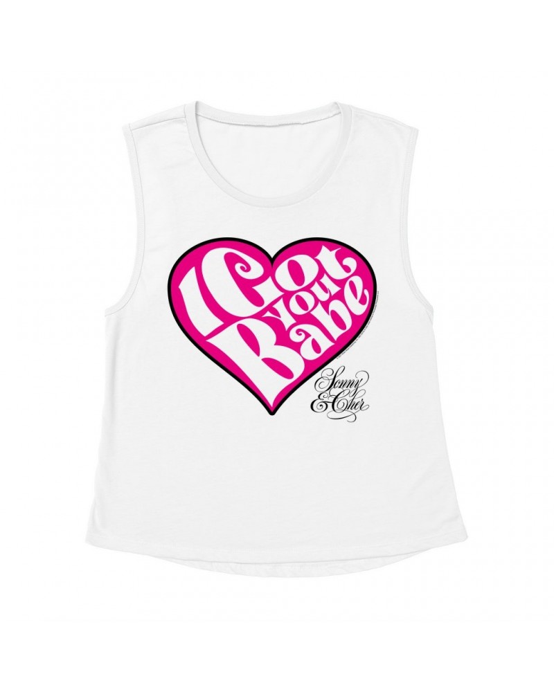 Sonny & Cher Ladies' Muscle Tank Top | I Got You Babe Heart And Logo Shirt $7.93 Shirts