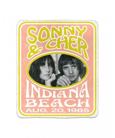 Sonny & Cher Sherpa Blanket | Indiana Beach Peach And Avocado Concert Banner Distressed Blanket $11.30 Blankets