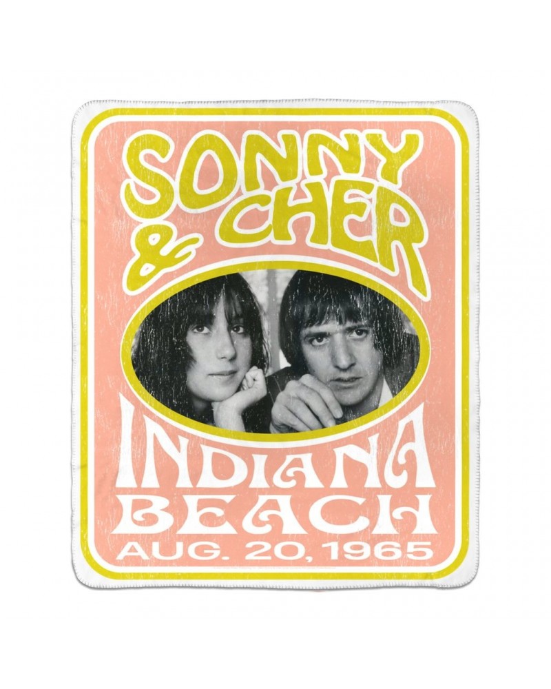 Sonny & Cher Sherpa Blanket | Indiana Beach Peach And Avocado Concert Banner Distressed Blanket $11.30 Blankets