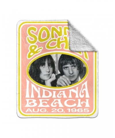 Sonny & Cher Sherpa Blanket | Indiana Beach Peach And Avocado Concert Banner Distressed Blanket $11.30 Blankets