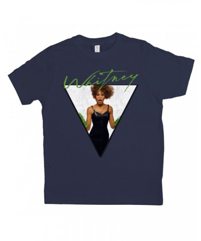 Whitney Houston Kids T-Shirt | 1987 Green Glove Photo Triangle Design Kids Shirt $9.44 Kids