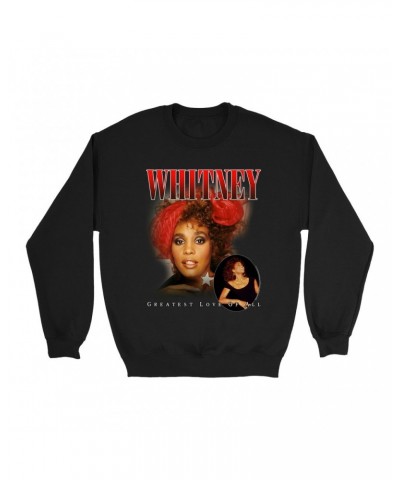 Whitney Houston Sweatshirt | Greatest Love Of All Red Photo Collage Design Sweatshirt $5.69 Sweatshirts