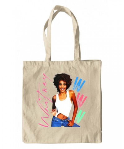 Whitney Houston Canvas Tote Bag | Whitney Pastel W Design Bag $7.26 Bags