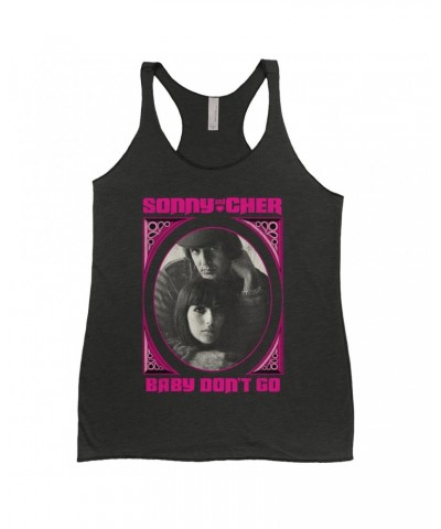 Sonny & Cher Ladies' Tank Top | Baby Don't Go Pink Frame Image Distressed Shirt $8.96 Shirts