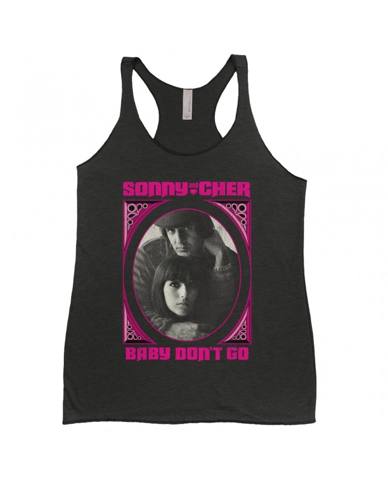 Sonny & Cher Ladies' Tank Top | Baby Don't Go Pink Frame Image Distressed Shirt $8.96 Shirts