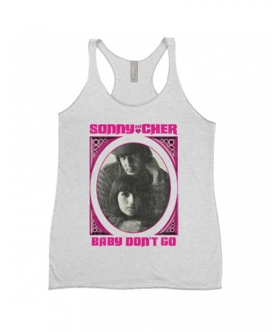 Sonny & Cher Ladies' Tank Top | Baby Don't Go Pink Frame Image Distressed Shirt $8.96 Shirts