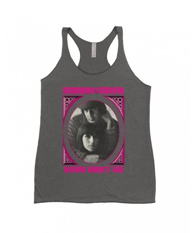 Sonny & Cher Ladies' Tank Top | Baby Don't Go Pink Frame Image Distressed Shirt $8.96 Shirts