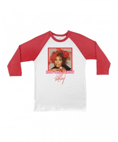 Whitney Houston 3/4 Sleeve Baseball Tee | How Will I Know Red Bow Photo Design Shirt $12.99 Shirts