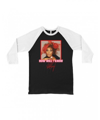 Whitney Houston 3/4 Sleeve Baseball Tee | How Will I Know Red Bow Photo Design Shirt $12.99 Shirts