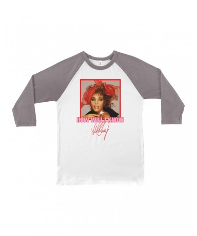 Whitney Houston 3/4 Sleeve Baseball Tee | How Will I Know Red Bow Photo Design Shirt $12.99 Shirts