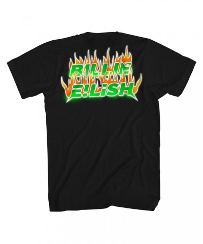 Billie Eilish T-Shirt | Flaming Neon Official Logo Shirt $6.43 Shirts