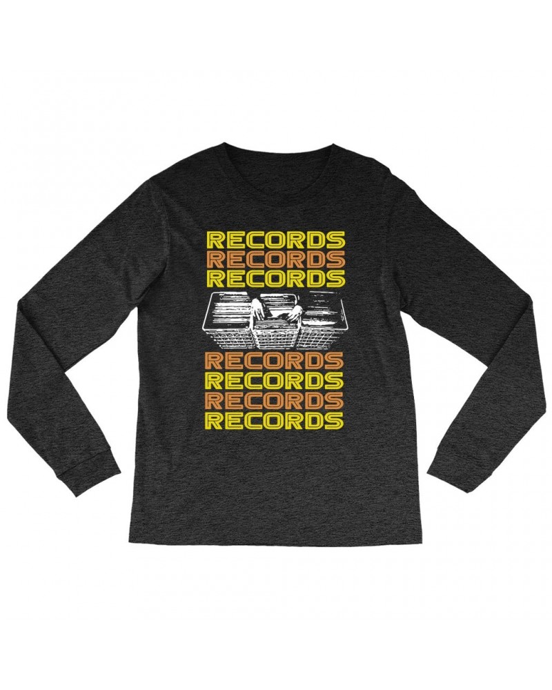 Music Life Heather Long Sleeve Shirt | Milk Crate Digger Shirt $7.59 Shirts