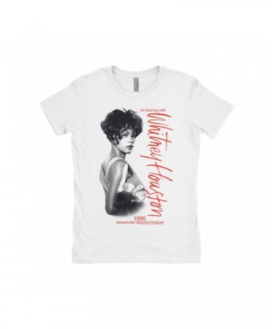 Whitney Houston Ladies' Boyfriend T-Shirt | 1995 Singapore Indoor Stadium Shirt $7.98 Shirts