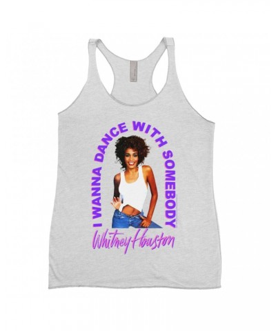 Whitney Houston Ladies' Tank Top | I Wanna Dance With Somebody Neon Purple Image Shirt $5.32 Shirts